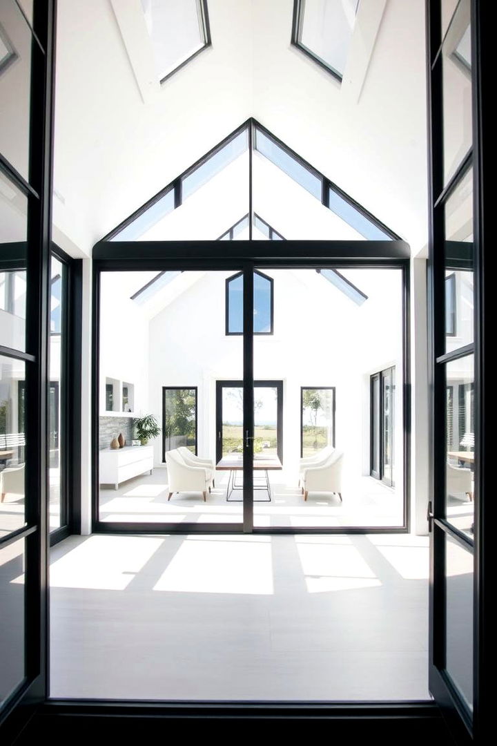 Open Interior Layout Benefits - 22 single story white house black trim