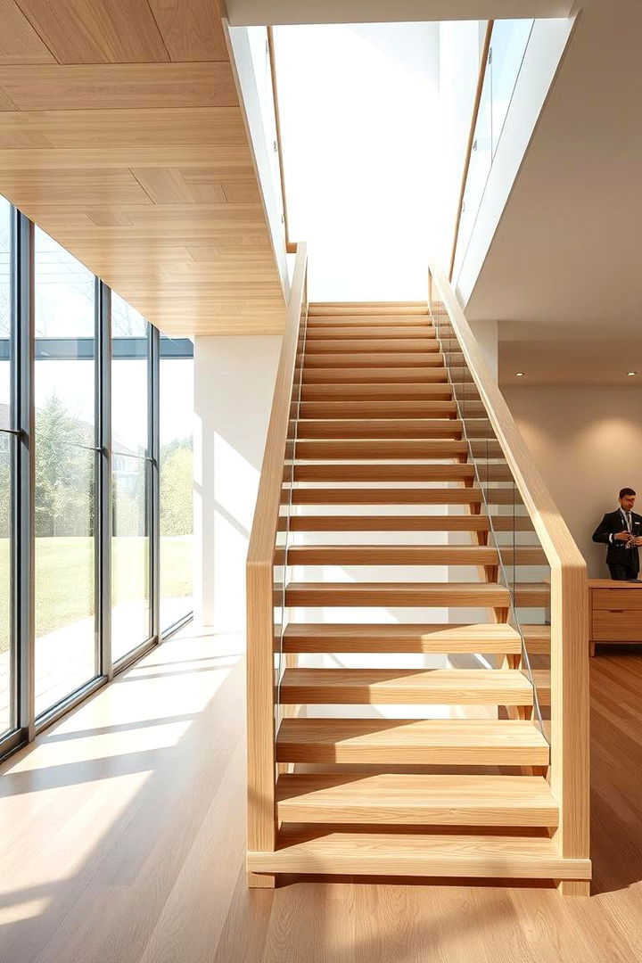 Open Riser Sophistication - 22 White Oak Staircase Ideas