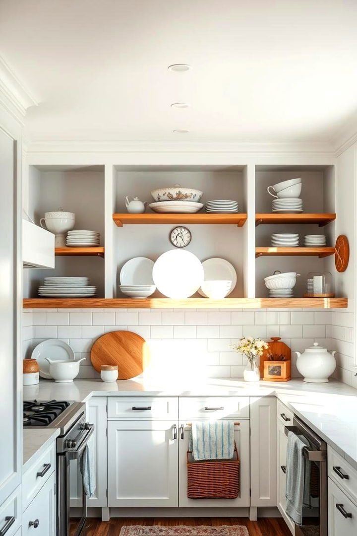 Open Shelving Display - 22 coastal kitchen ideas