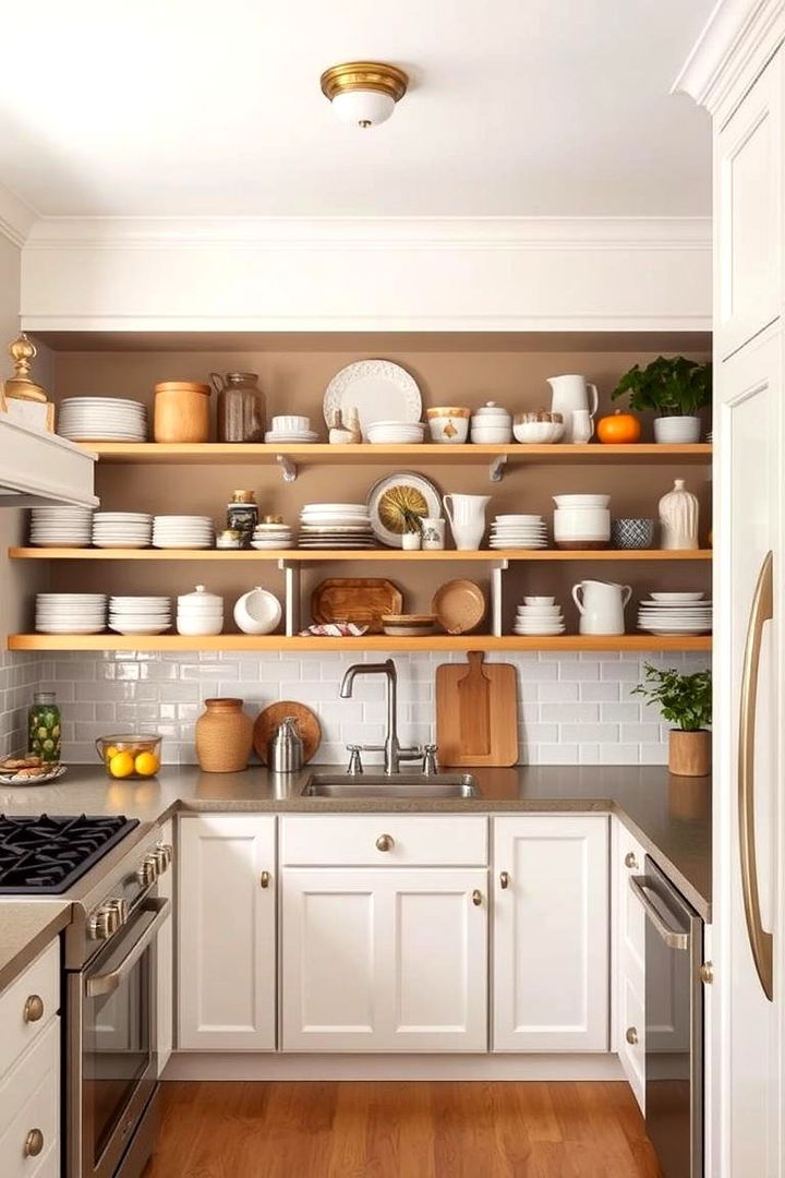 Open Shelving Displays - 22 U Shaped Kitchen Ideas