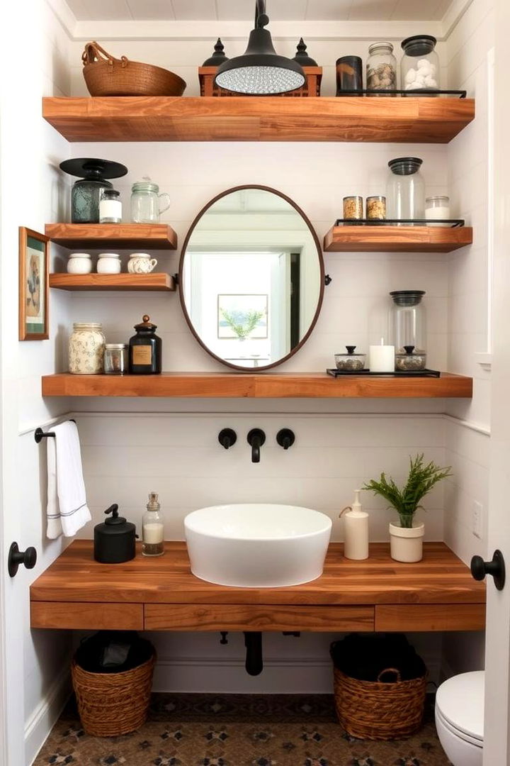 Open Shelving Displays - 22 Farmhouse Bathroom Ideas