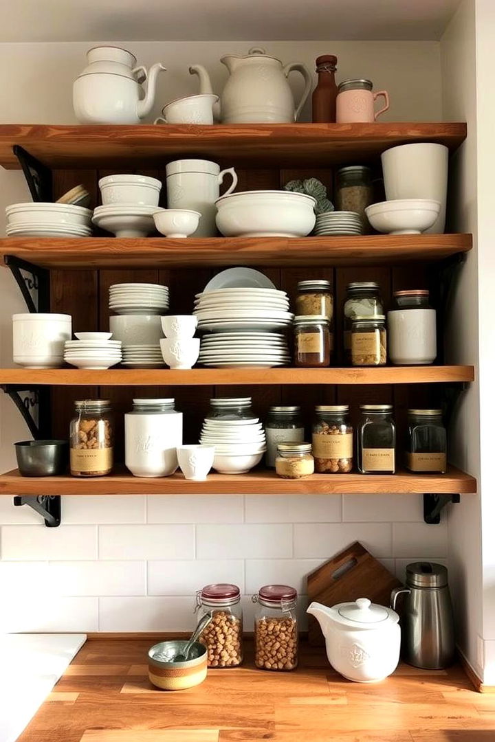Open Shelving Displays - 22 Rustic Kitchen Ideas