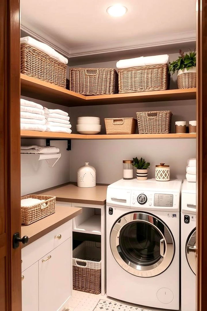 Open Shelving Displays for Organization - 22 Laundry Room Decor Ideas