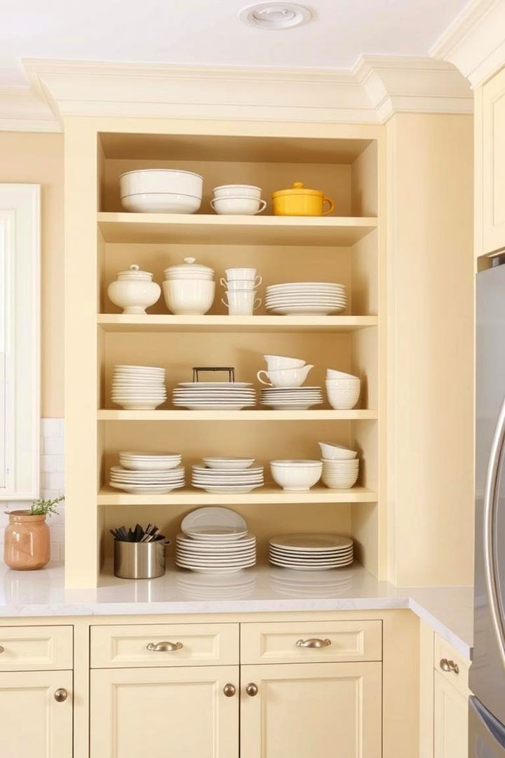 Open Shelving Elegance - 22 Pale Yellow Kitchen Ideas