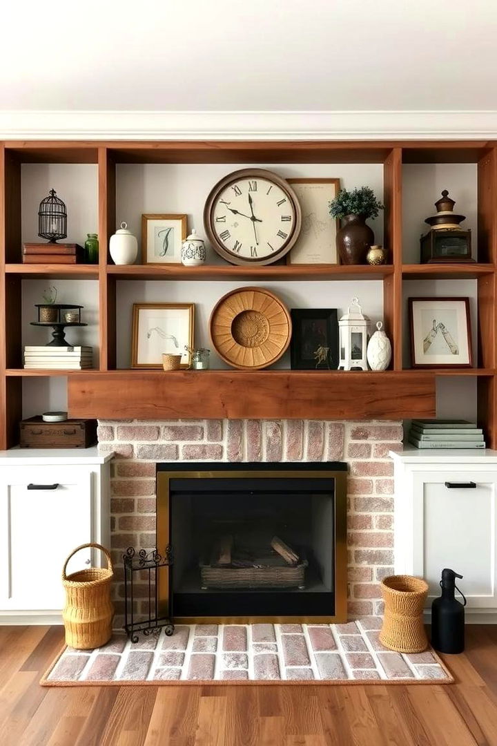 Open Shelving Fireplace - 22 Farmhouse Fireplace Ideas