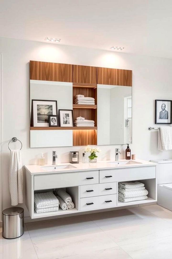 Open Shelving Ideas - 22 Double Vanity Bathroom Ideas
