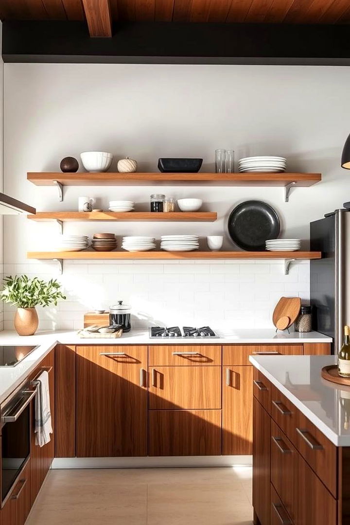 Open Shelving Integration - 22 Brown Kitchen Cabinets Ideas