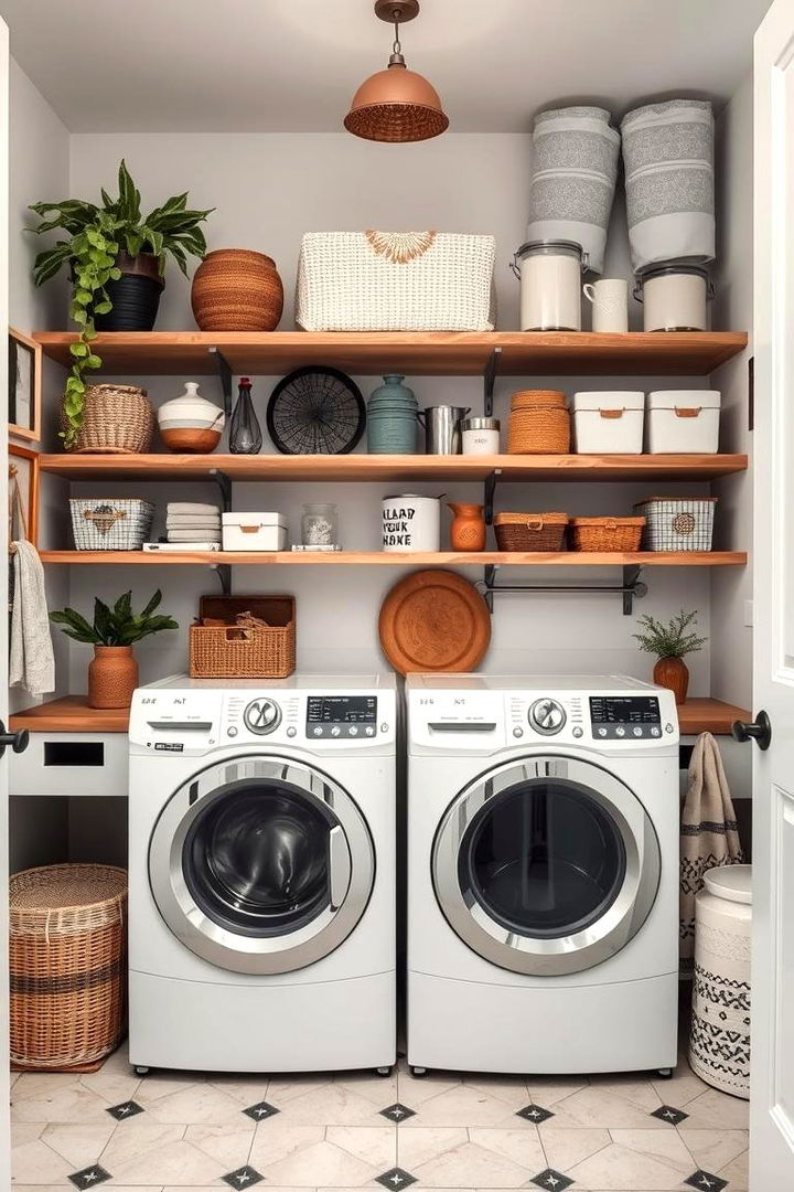 Open Shelving Magic - 22 Boho Laundry Room Ideas