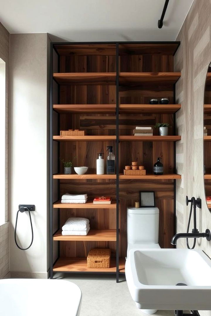 Open Shelving Structures for Display and Storage - 22 Industrial Bathroom Ideas