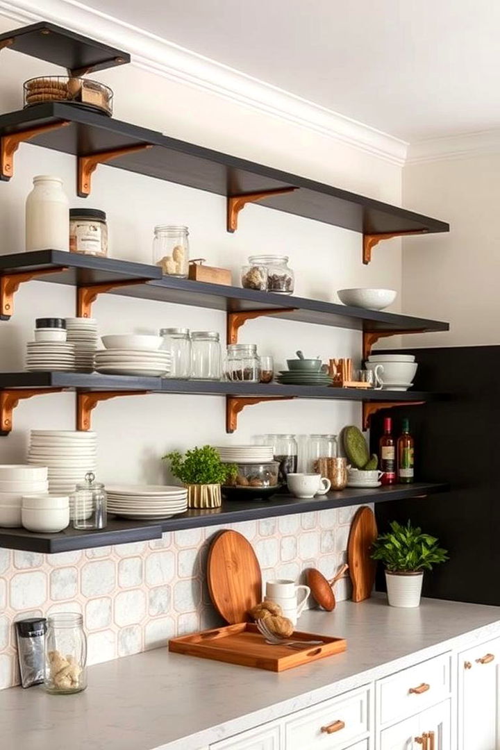 Open Shelving and Display - 22 black and copper kitchen ideas