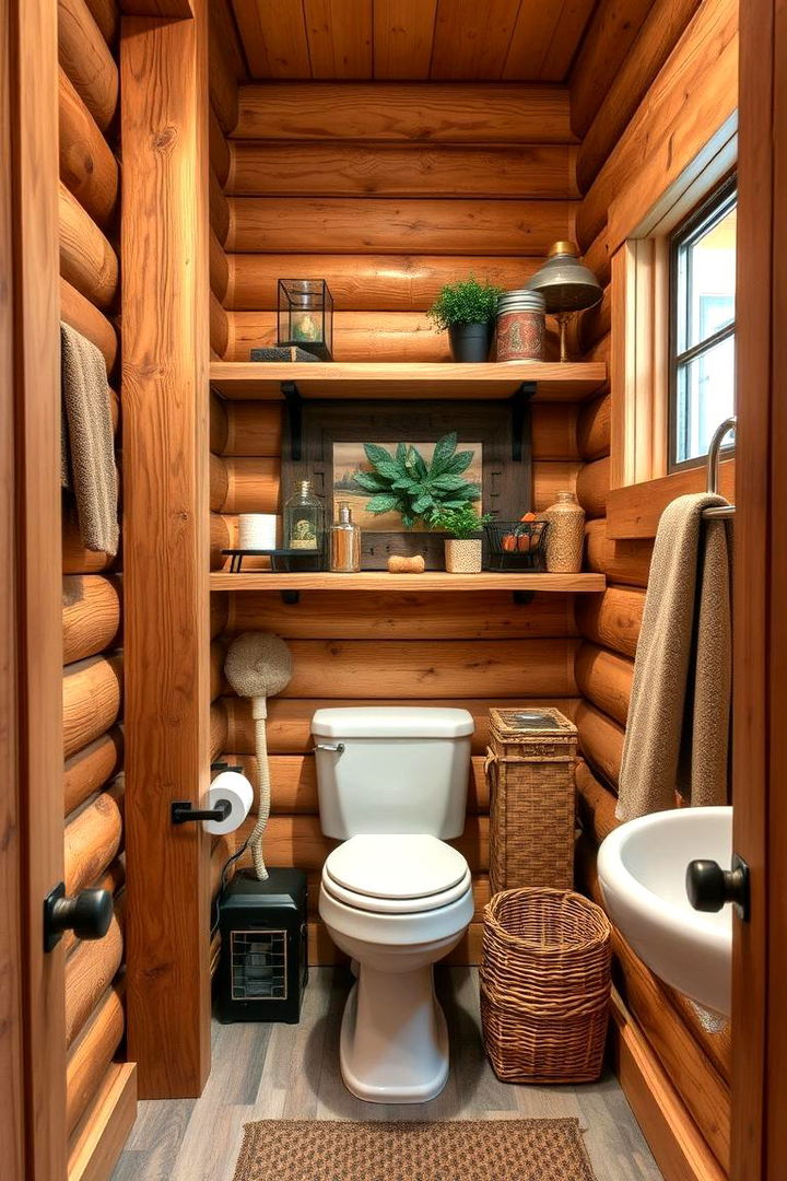 Open Shelving and Rustic Utility - 22 Log Cabin Bathroom Ideas