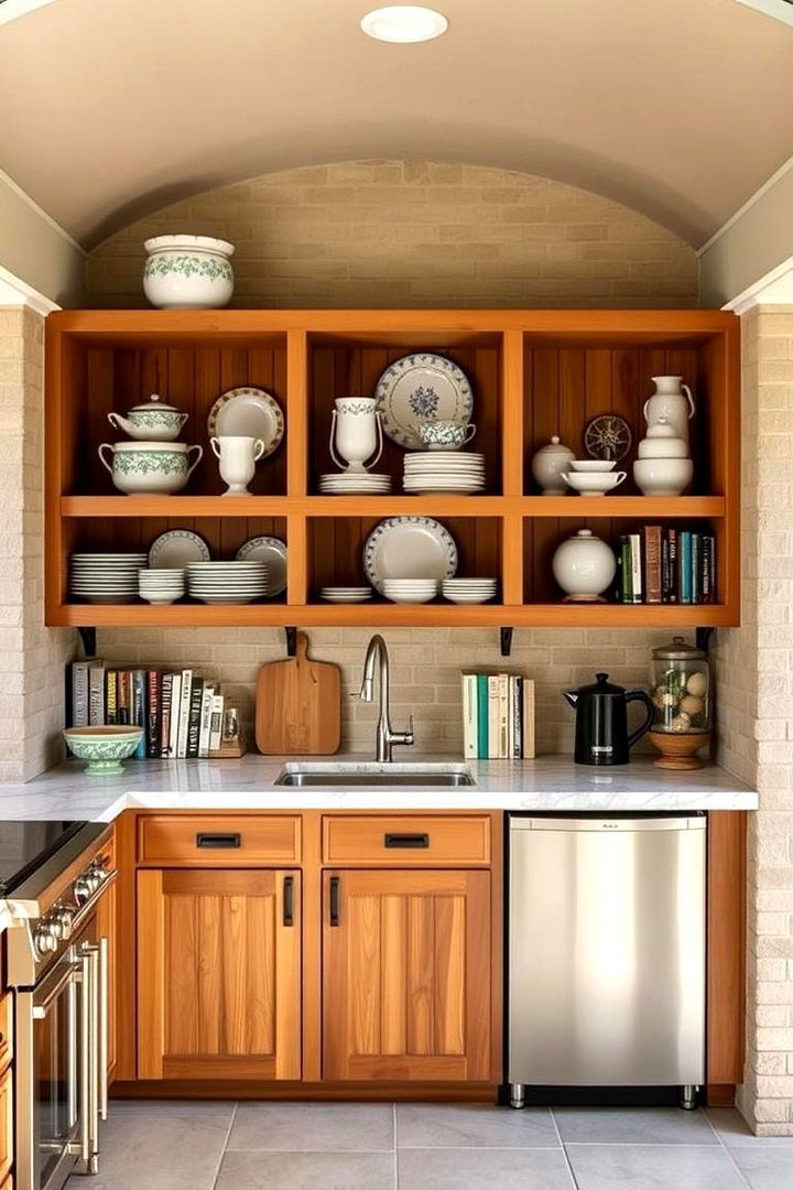 Open Shelving for Display Beauty - 22 L Shaped Outdoor Kitchen Ideas