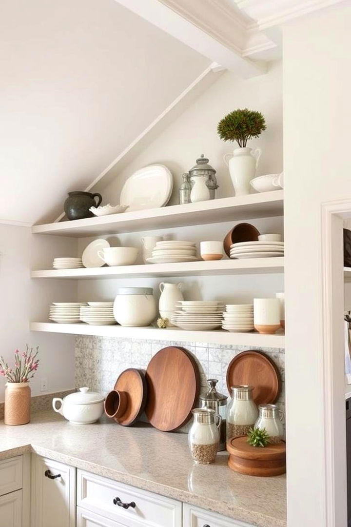 Open Shelving for Optimal Display and Storage - 22 Sloped Ceiling Kitchen Ideas