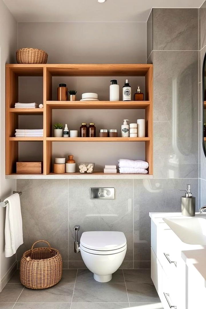 Open Shelving for Storage - 22 Minimalist Bathroom Ideas