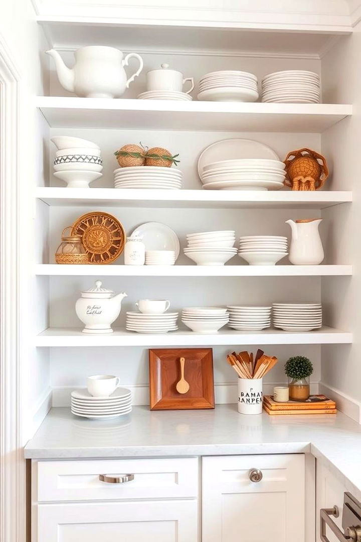 Open Shelving to Showcase Decorative Charm - 22 Small White Kitchen Ideas