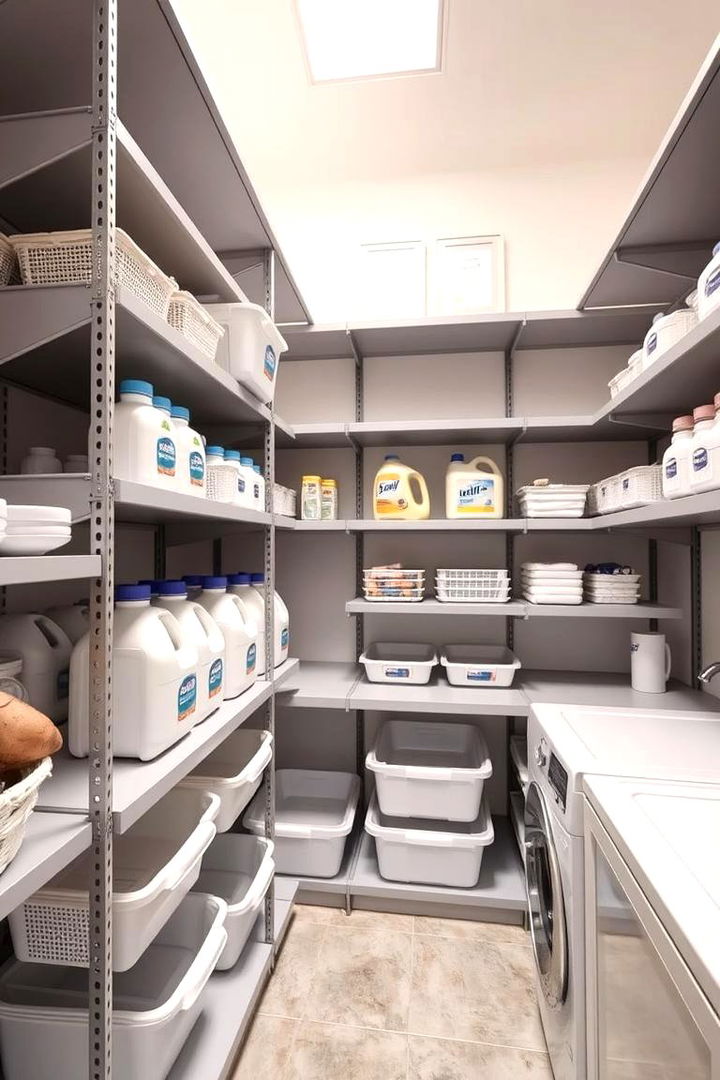 Open Shelving with Ample Bins - 22 Laundry Detergent Storage Ideas