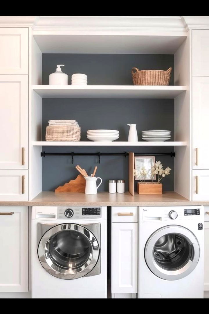 Open Shelving with Closed Cabinets Combo - 22 Laundry Room Cabinet Ideas