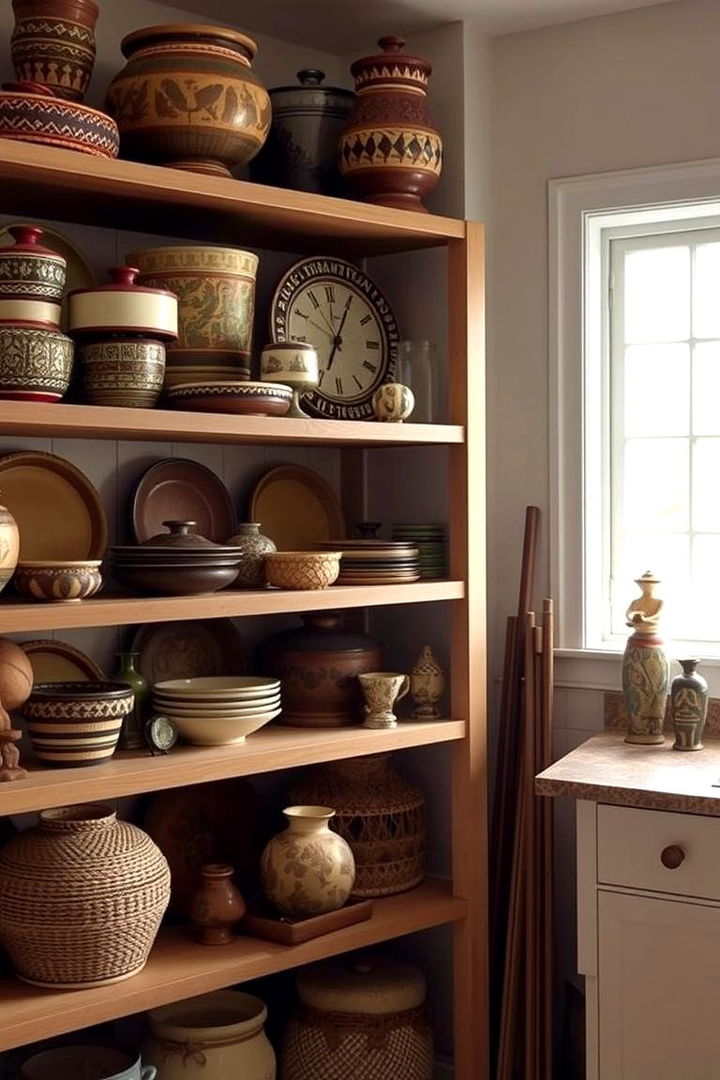 Open Shelving with Cultural Accessories - 22 Southwestern Kitchen Ideas