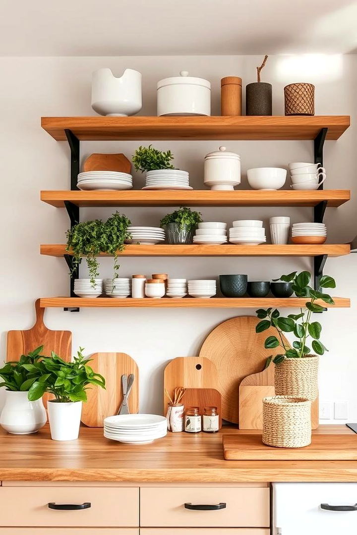 Open Shelving with Natural Wood - 22 Organic Kitchen Design Ideas