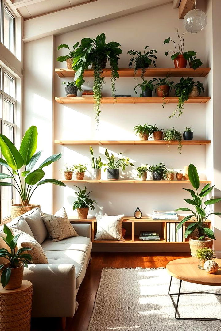Open Shelving with Plants - 22 Living Room Bookshelf Ideas