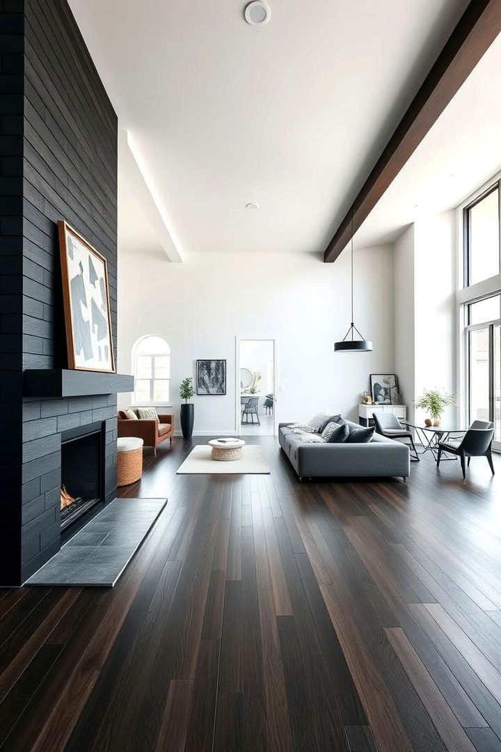 Open Space Appeal - 22 Black Shiplap Fireplace Ideas