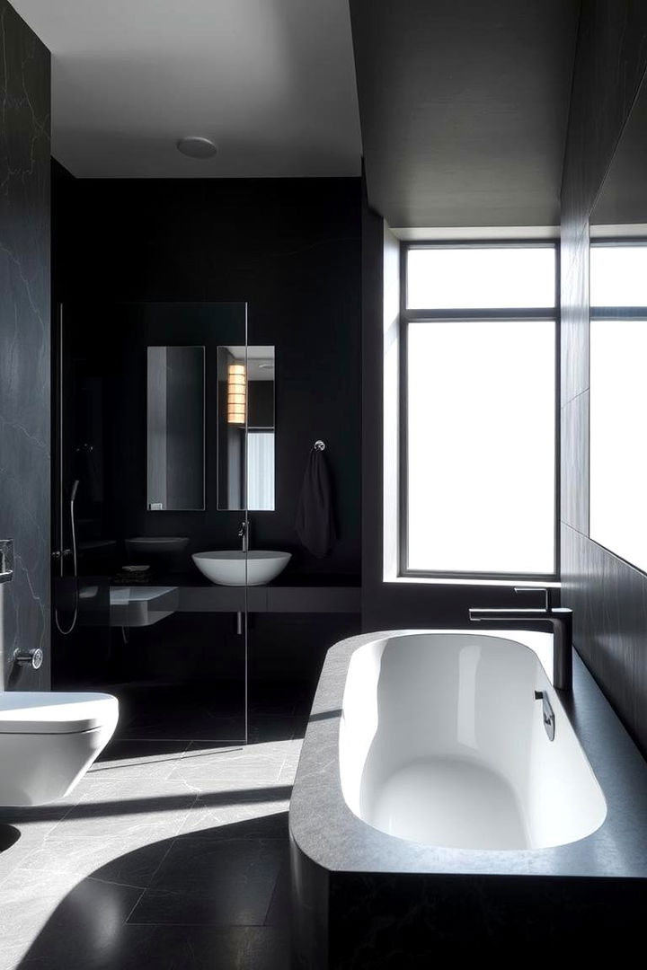 Open Space Layouts - 22 Black and Grey Bathroom Ideas