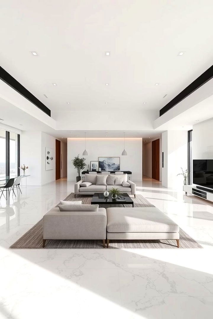 Open Space Marble Flow - 22 Marble Floor Living Room Ideas