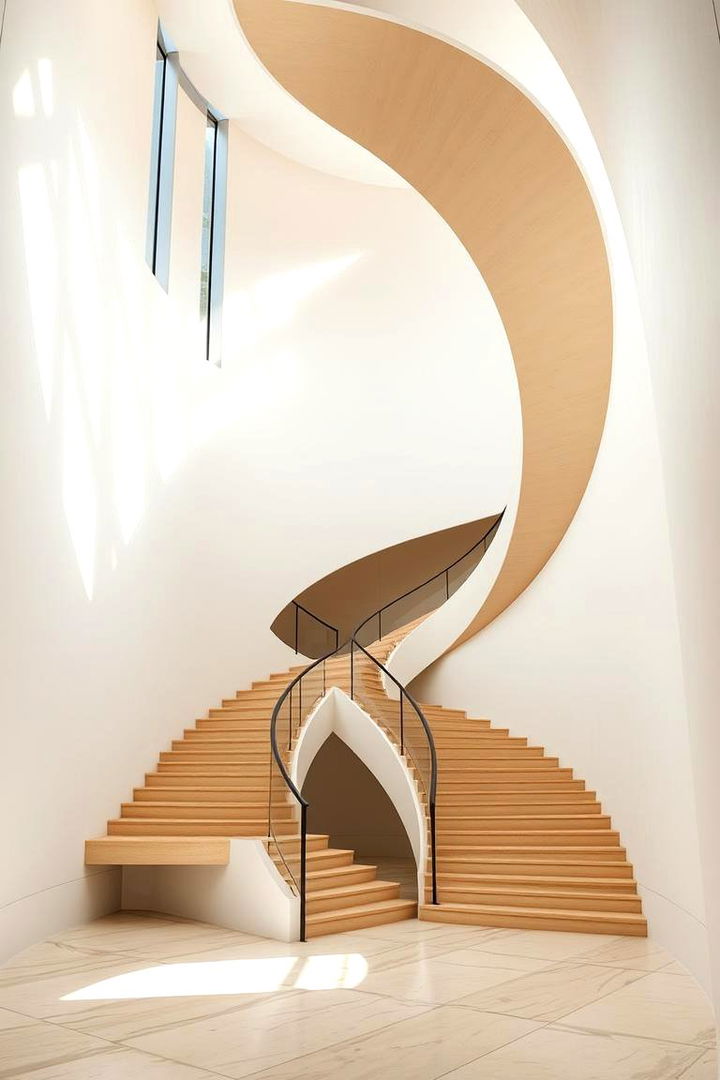Open Staircase with Bold Architectural Curves - 22 Open Staircase Ideas
