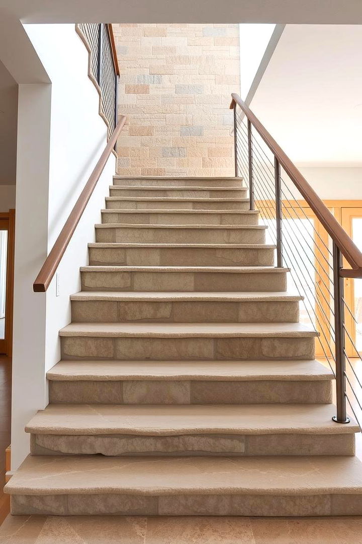 Open Staircase with Natural Stone Steps - 22 Open Staircase Ideas