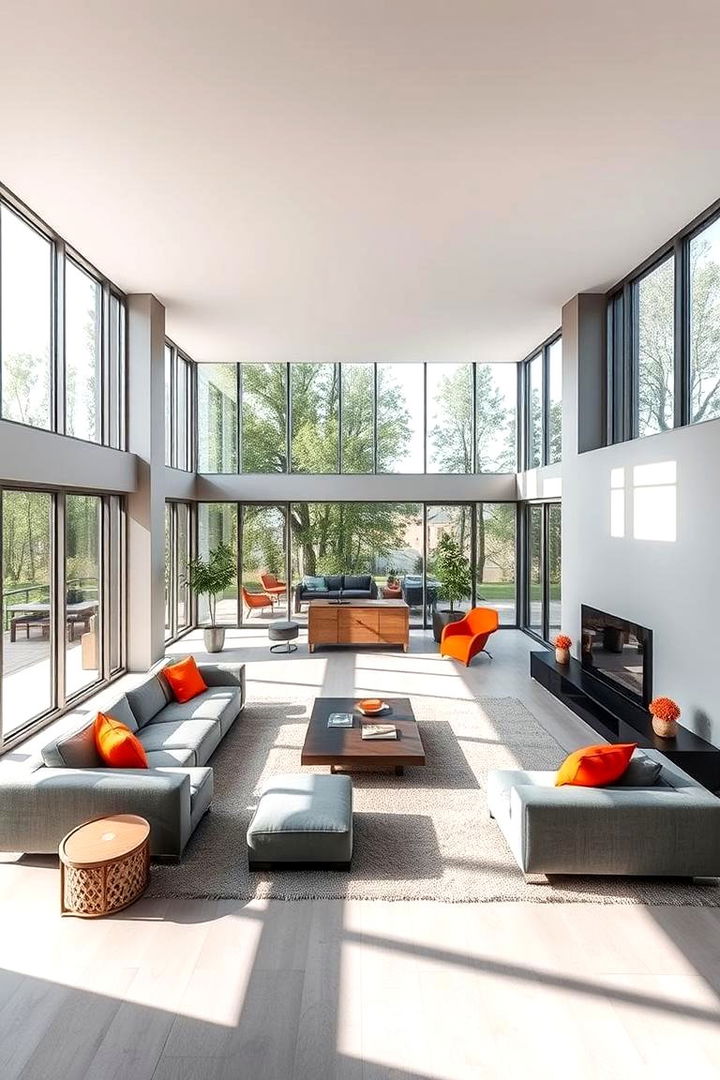 Open and Airy Layout - 22 Orange and Grey Living Room Ideas