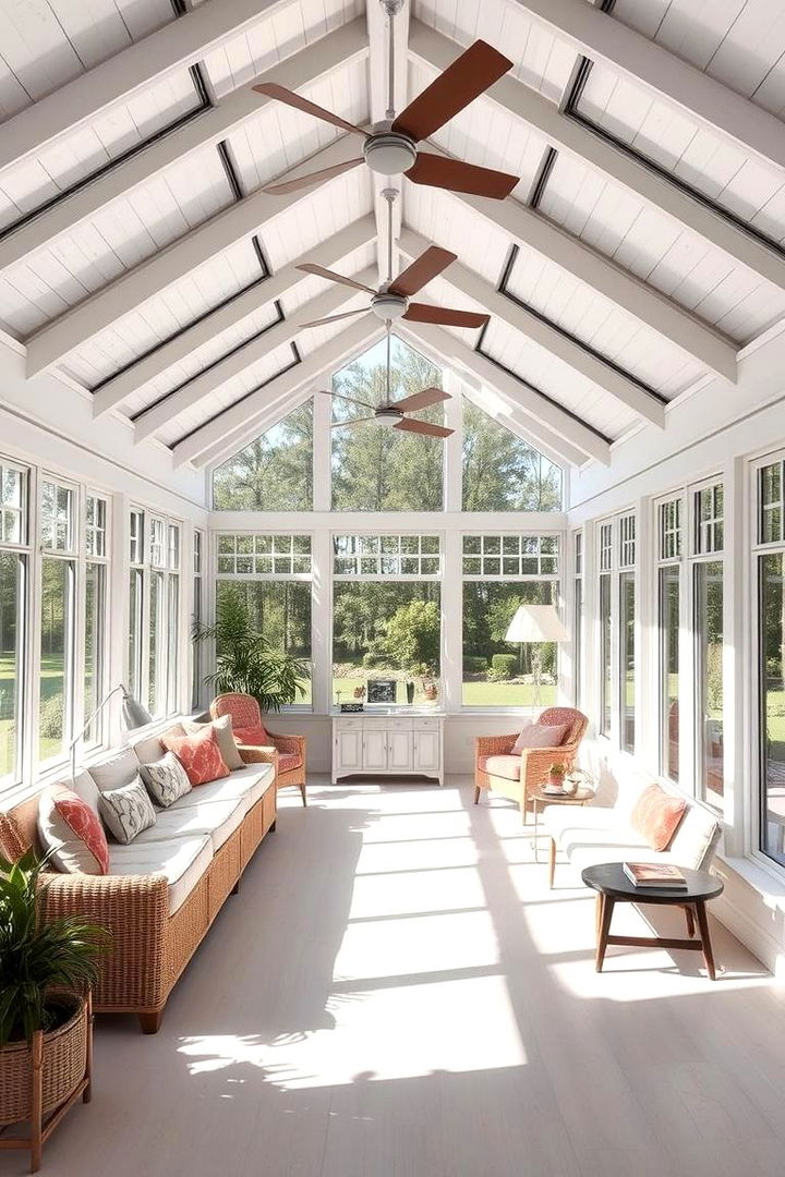 Open and Inviting Layout - 22 Farmhouse Sunroom Ideas