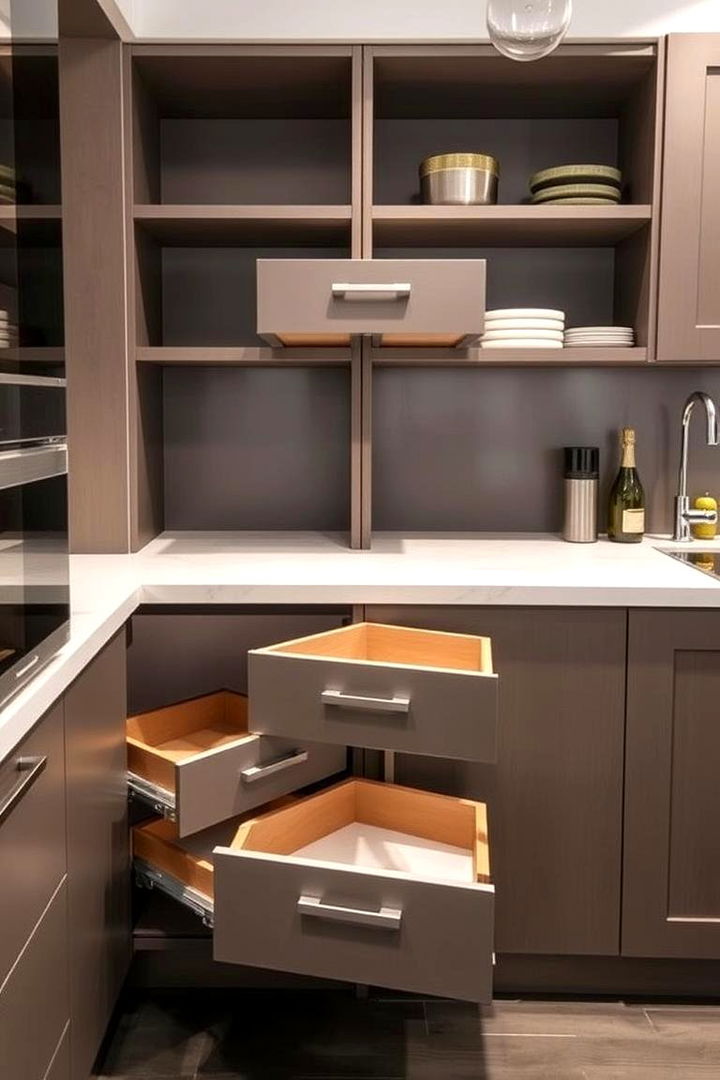 Optimized Corner Drawers - 22 Kitchen Corner Ideas