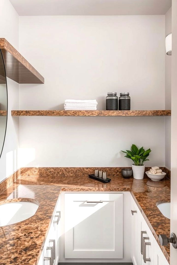 Optimized Granite Storage Solutions - 22 Brown Granite Bathroom Ideas