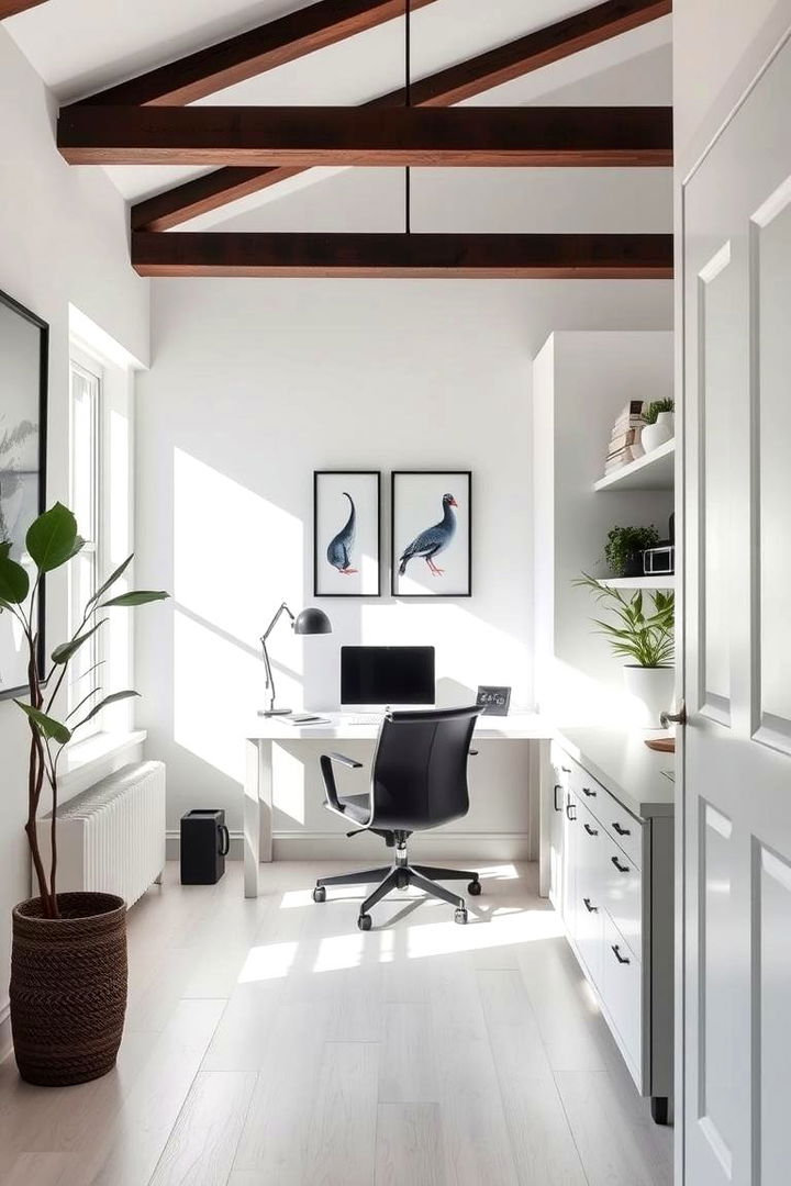 Optimized Home Office Space - 22 single story white house black trim