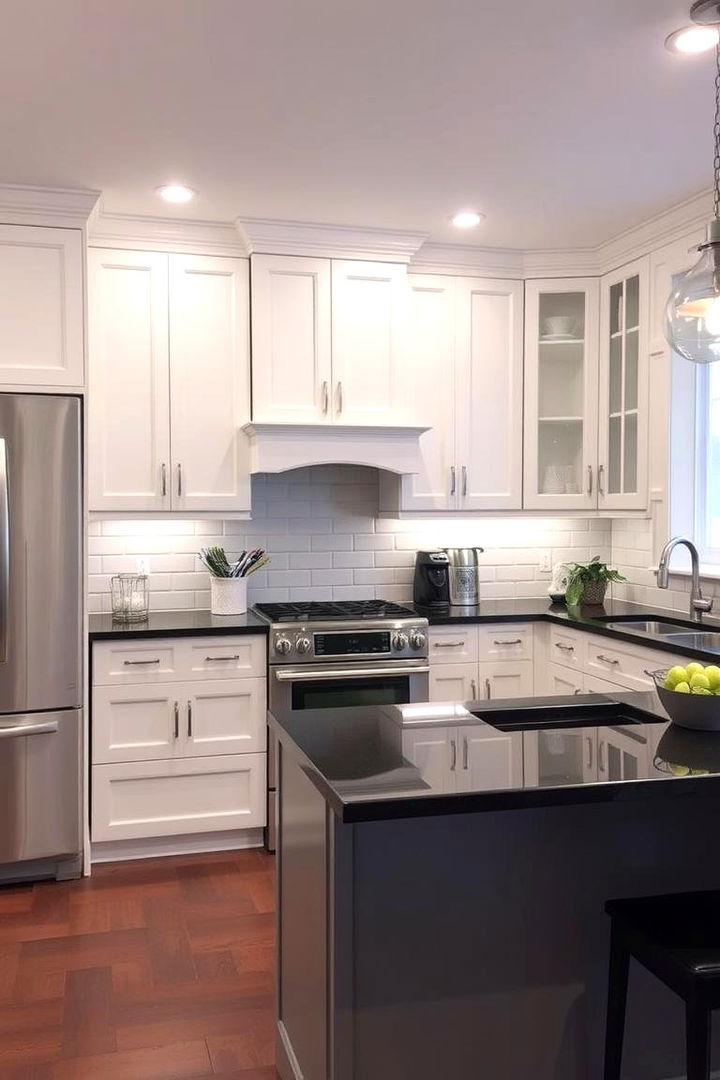 Optimized Kitchen Layouts - 22 Kitchen With White Cabinets and Black Countertops Ideas