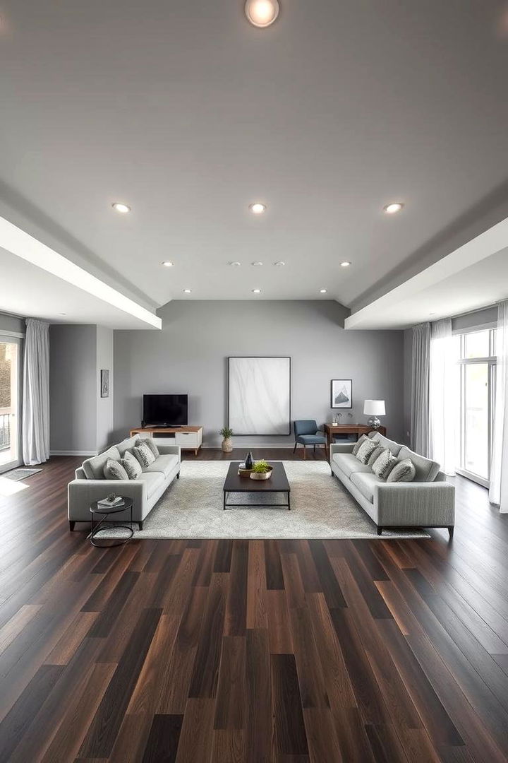 Optimized Layout and Flow - 22 Grey Living Room With Dark Wood Floors