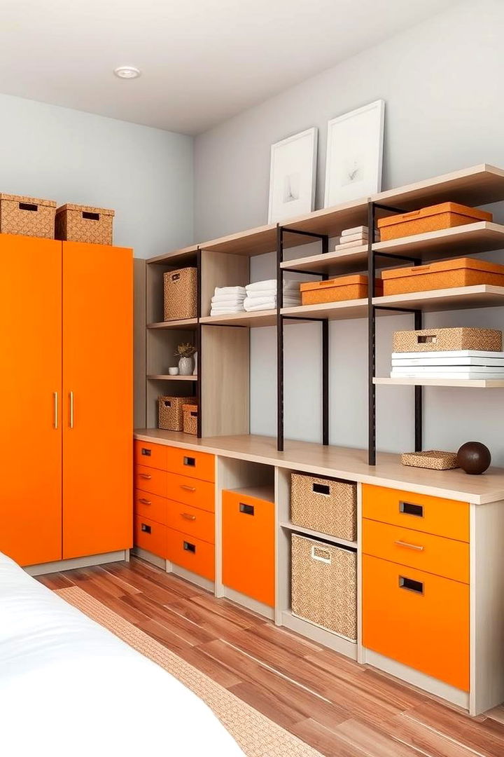Optimized Orange Storage Solutions - 22 Orange Room Ideas