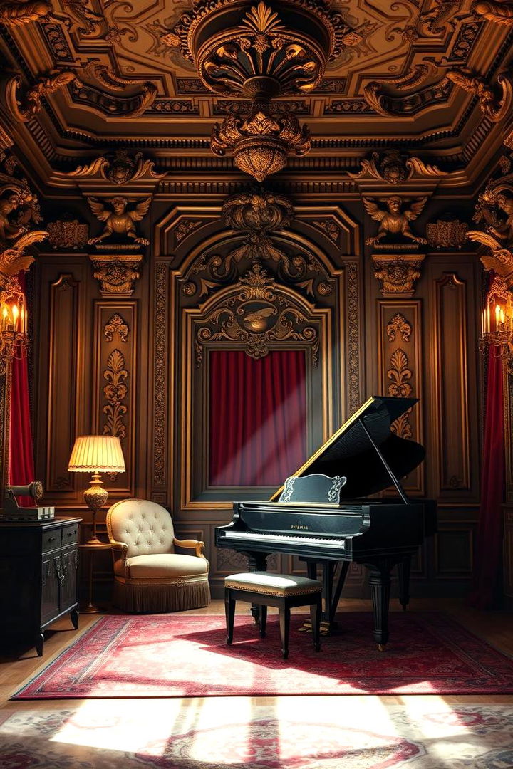 Opulent Baroque Piano Room - 22 Piano Room Ideas