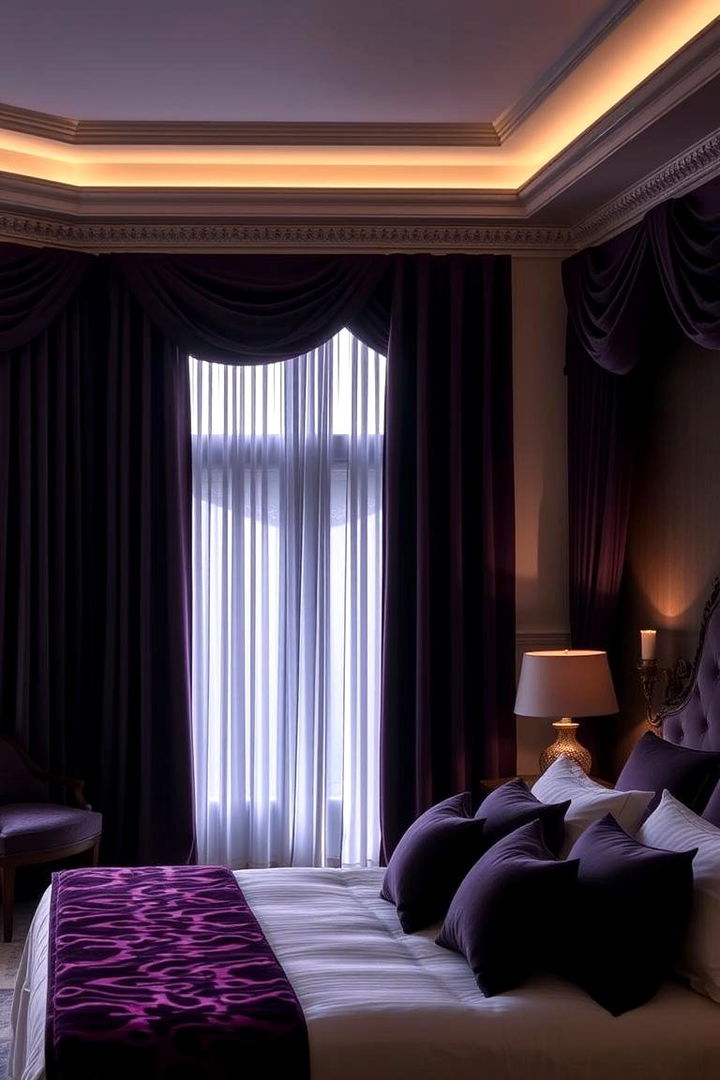 Opulent Draperies and Curtains - 22 Dark Purple Bedroom Ideas