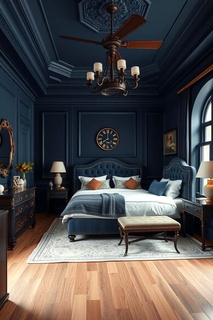 Opulent Fusion of Styles - 22 Dark Blue Bedroom Ideas