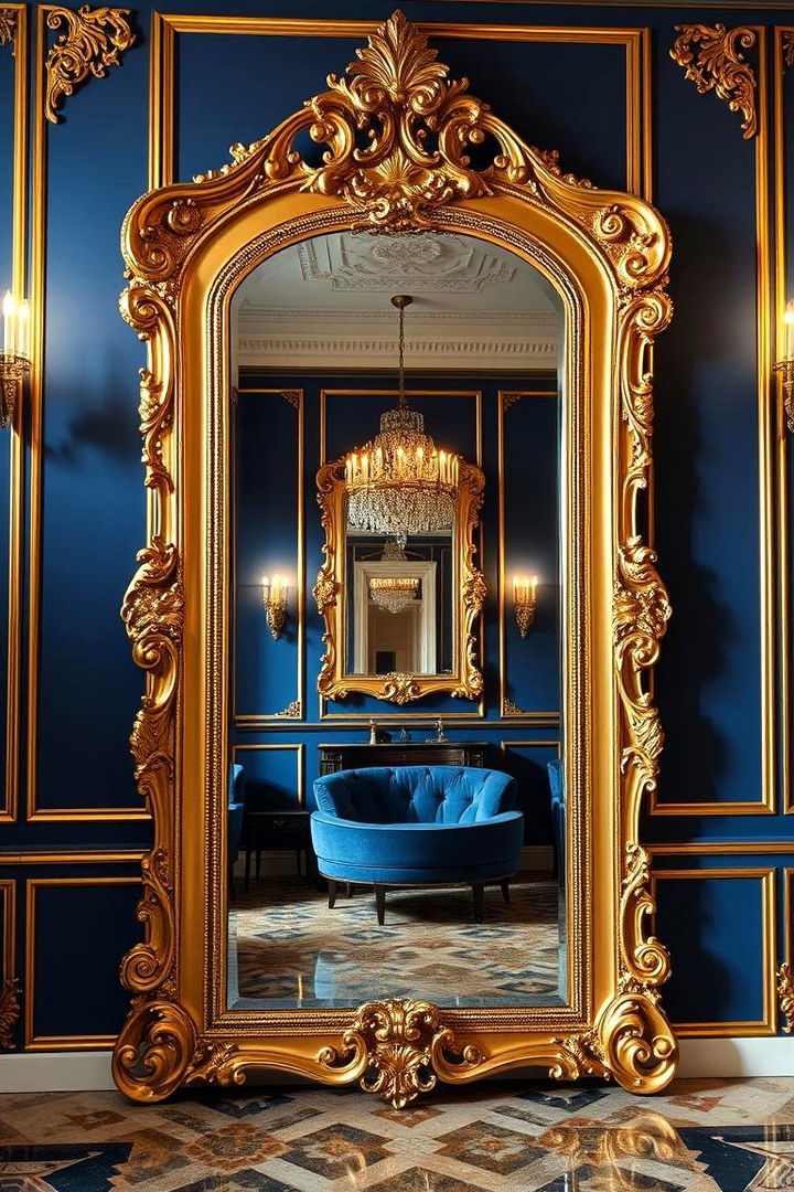 Opulent Gold Mirrors - 22 Blue and Gold Living Room Ideas