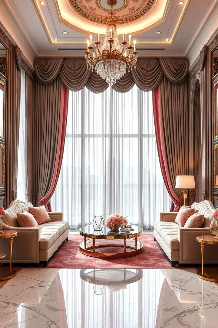 Opulent Layers for a Regal Feel - 22 Pink and Grey Living Room Ideas
