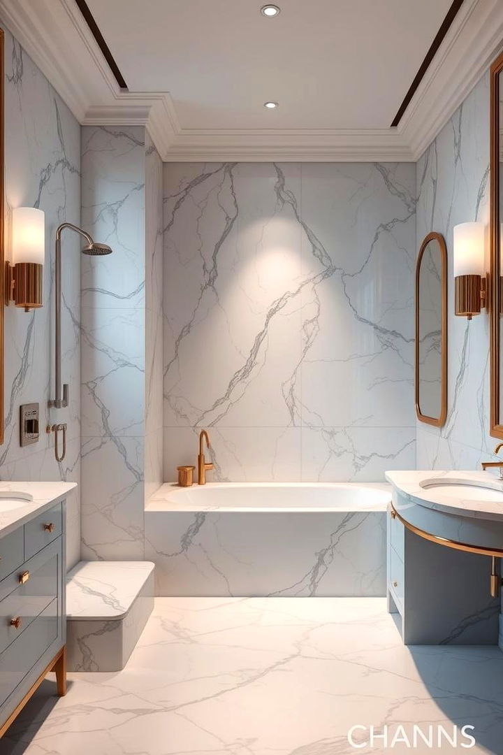 Opulent Marble Finishes - 22 Tub-shower Combo Ideas