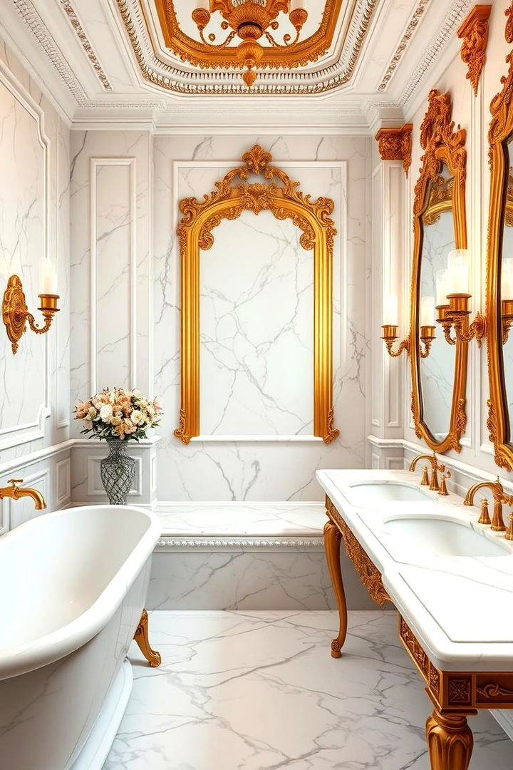 Opulent Marble Retreat - 22 White and Gold Bathroom Ideas
