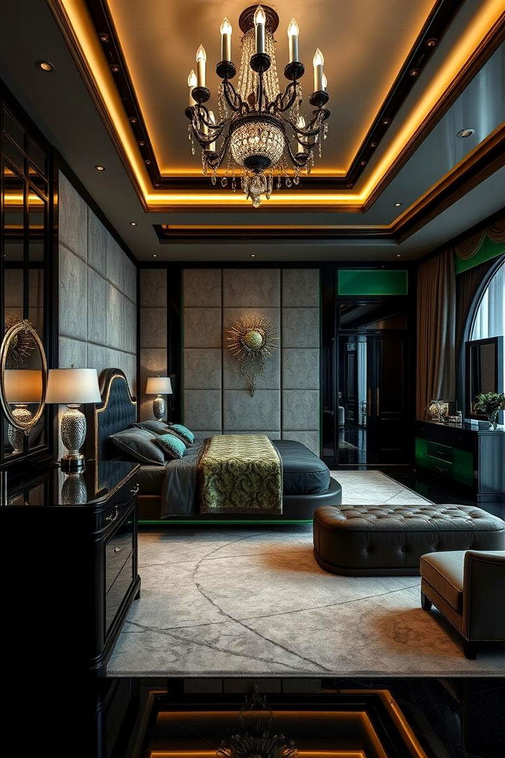 Opulent Modern Elegance - 22 Black and Green Bedroom Design Ideas