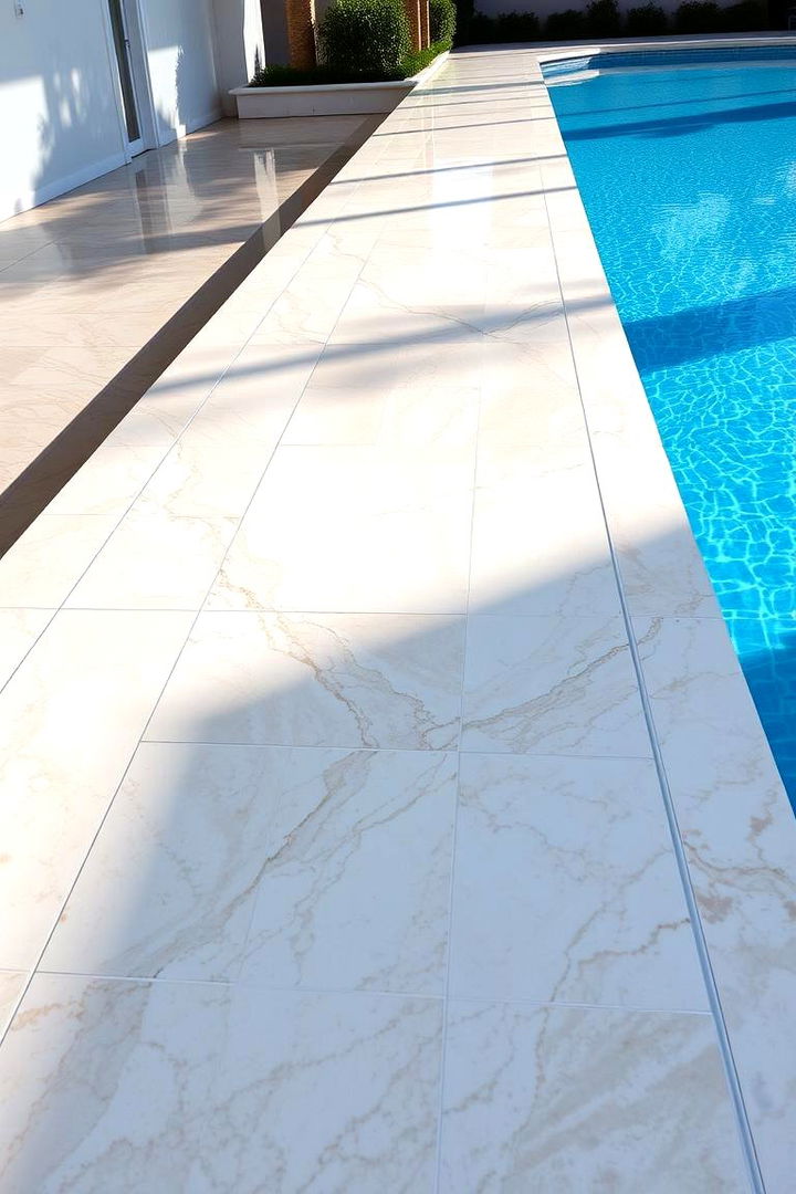 Opulent Poolside Marble - 22 Pool Walkway Ideas