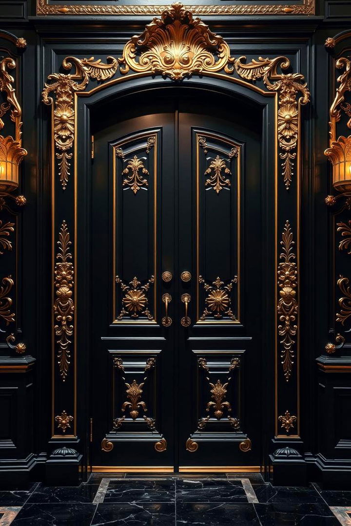 Opulent Statement Gateway - 22 Black Front Door Ideas