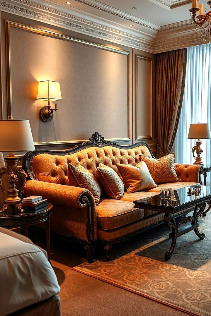 Opulent Upholstered Sofa - 22 Bedroom Seating Area Ideas