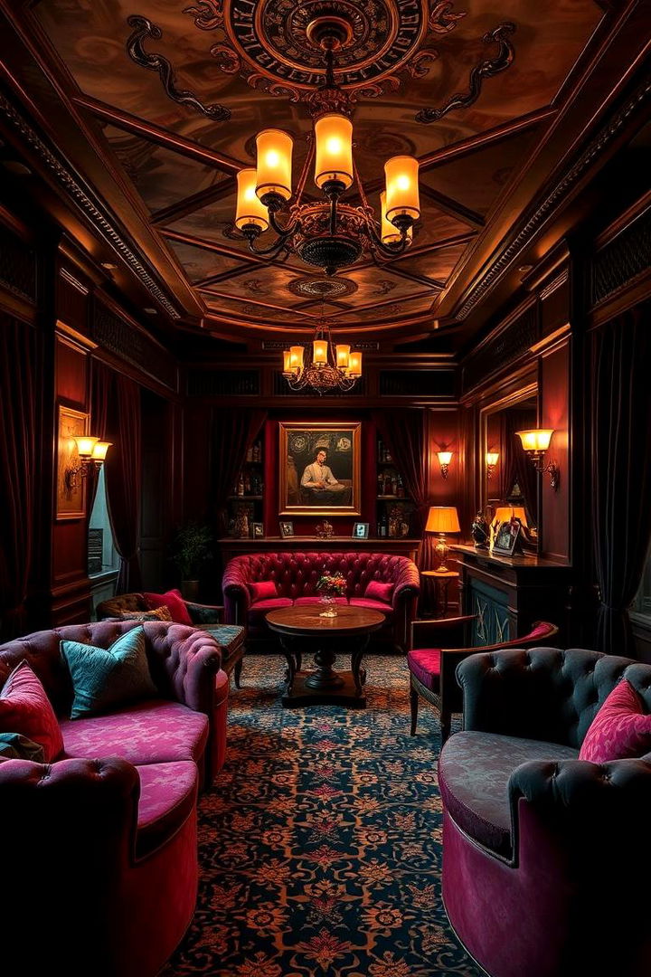 Opulent Velvet Haven - 22 Cigar Room Ideas