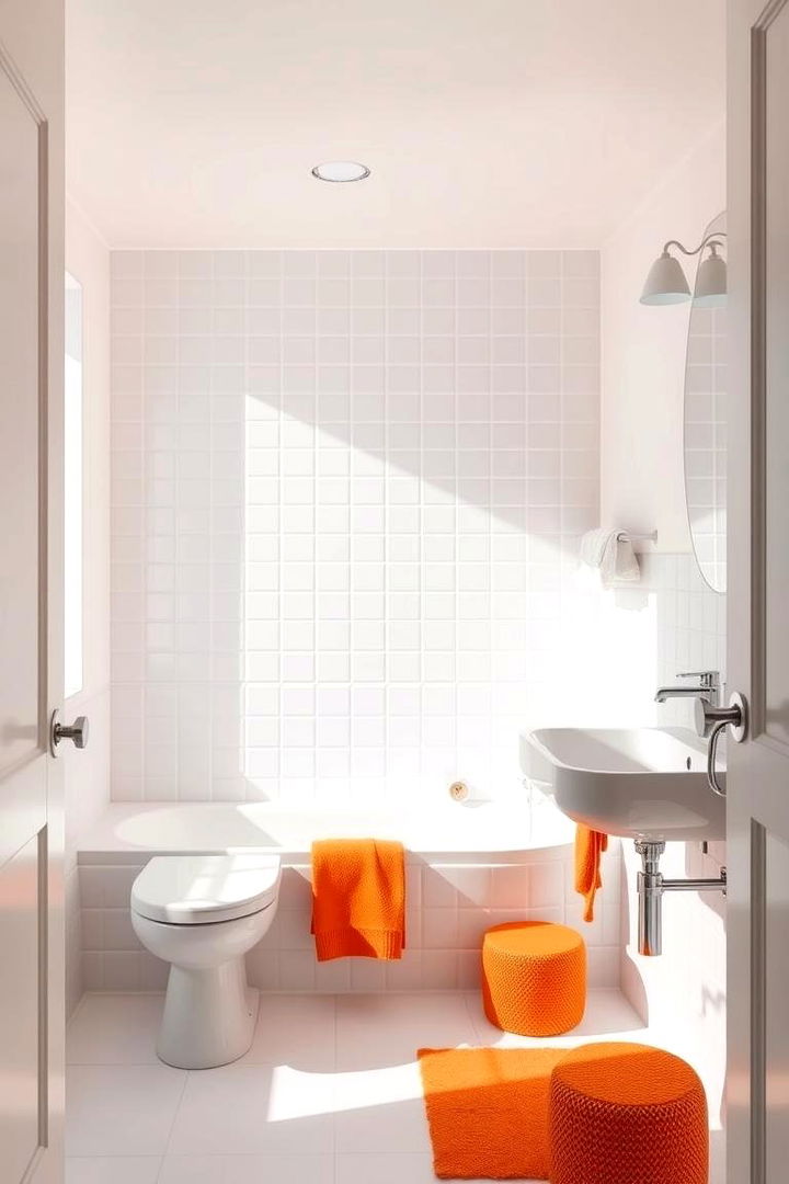 Orange and White Contrast - 22 Orange Bathroom Ideas